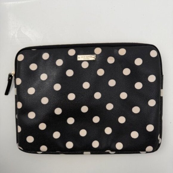 KATE SPADE Sunshine Dot Laptop Ipad Padded Sleeve Case Black White - Picture 1 of 9
